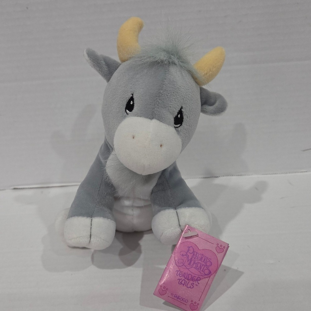 Vintage 1998 Precious Moments Tender Tails Gray Goat Plush Toy Enesco